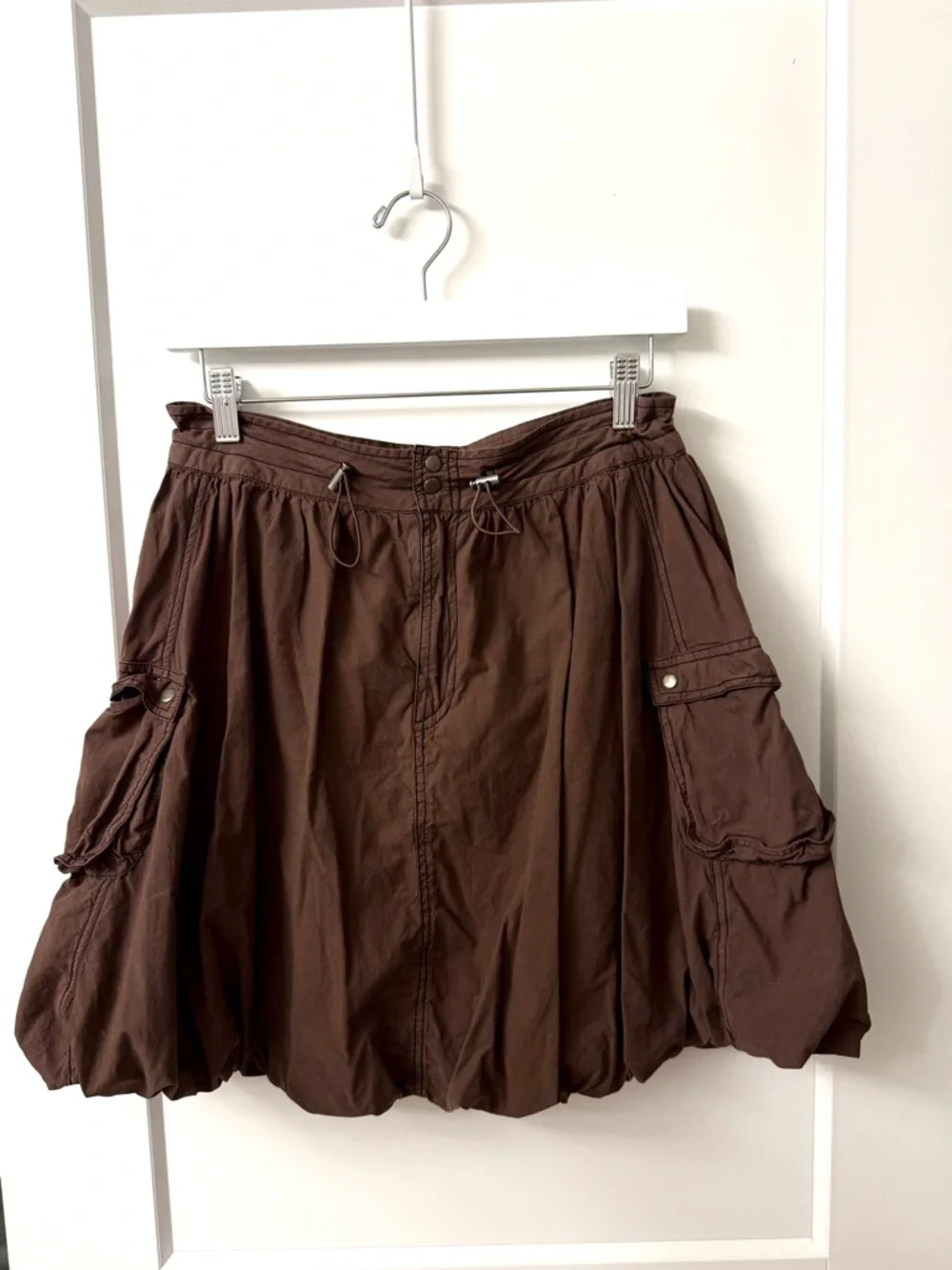 Pilcro Anthropologie Parachute Bubble Mini Skirt Chocolate Brown Size 6